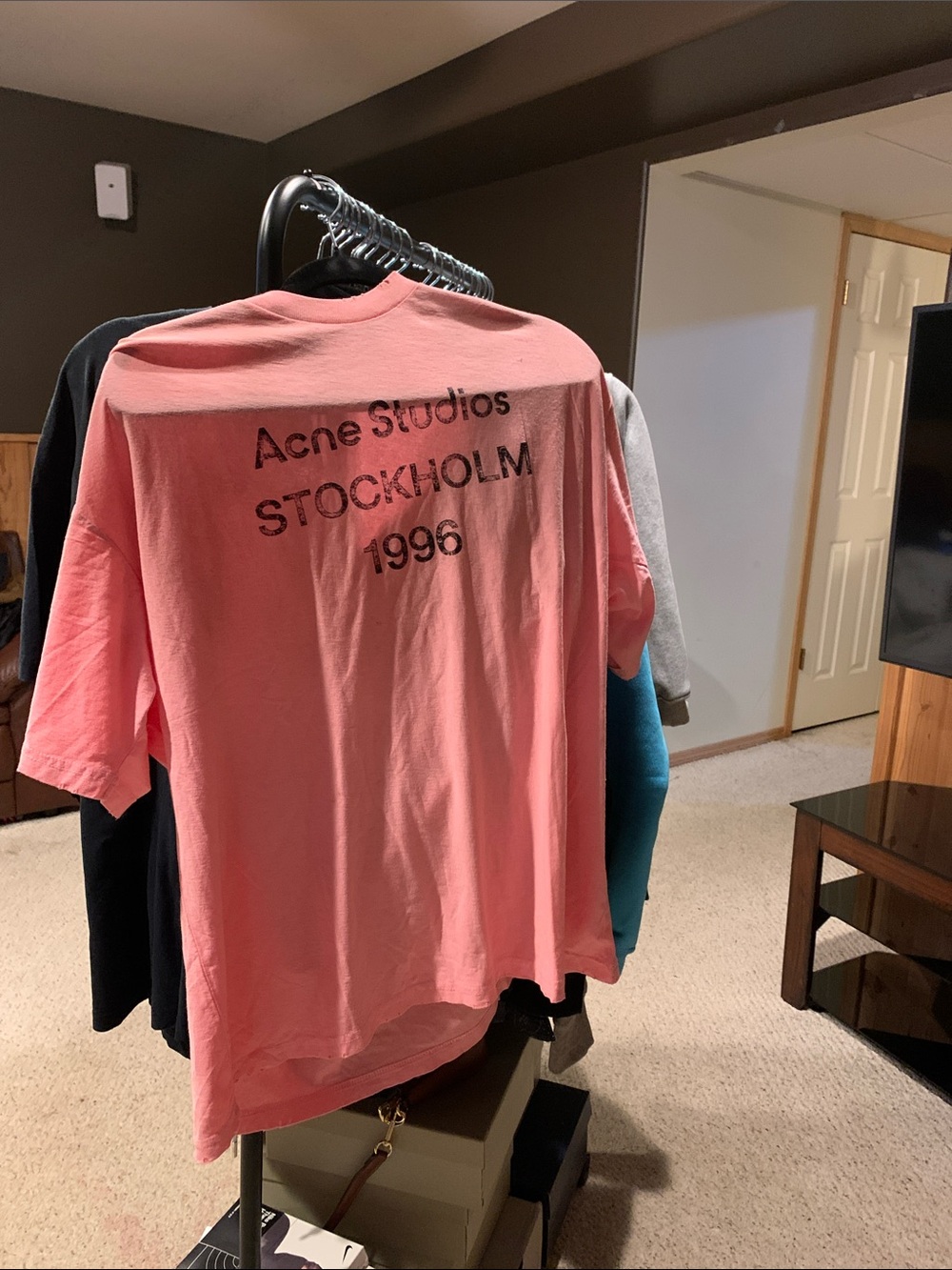 Acne Studios Pink Logo T‑Shirt